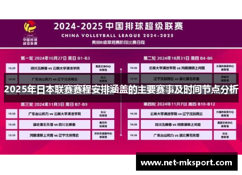 2025年日本联赛赛程安排涵盖的主要赛事及时间节点分析